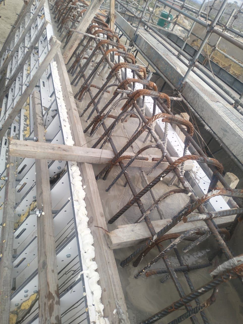 Formwork set up with reinforcing steel ready for the pour
